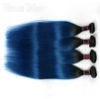 Straight Peruvian Dark Roots Blue Ombre Human Hair Extensions Colorful Hair