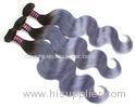 7A Virgin Brazilian Hair 1B / Grey Ombre Human Hair Extensions Body Wave