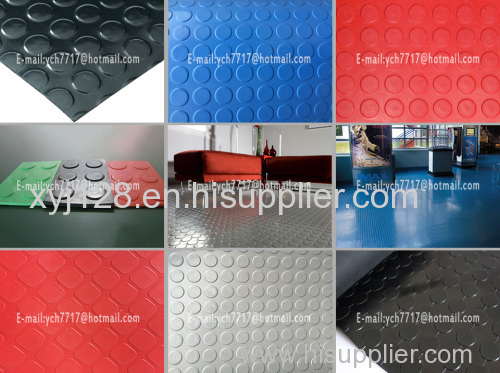 Non Slip Rubber Flooring Rolls Studded Dot Penny Pattern Heavy Duty