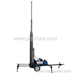 hydraulic mobile trailer pneumatic telescopic mast tower system