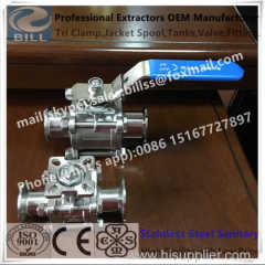 3 Piece Encapsulated Ball Valve Tri Clamp end Stainless Steel Sanitary Grade