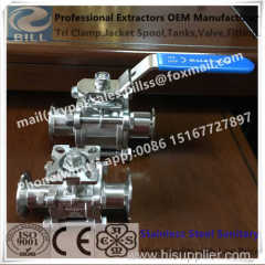 3 Piece Encapsulated Ball Valve Tri Clamp end Stainless Steel Sanitary Grade