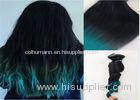 Dark Roots Green Ombre Human Hair Extensions / Brazilian Hair Weave