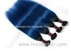 Straight Peruvian Dark Roots Blue Ombre Human Hair Extensions Colorful Hair