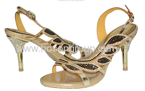 Rhinestone heel ladies open toe dress sandals