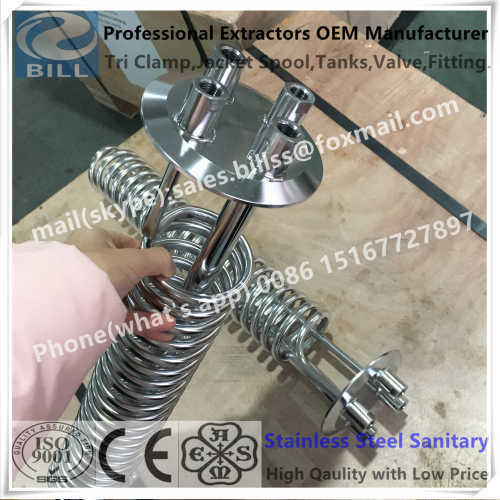 Stainless Steel Sanitary Cooling Coil Tube welded with tri clamp cap lid