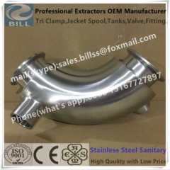 Stainless Steel Sanitary Tri Clamp Jacketed Bend with inlet and outlet drain