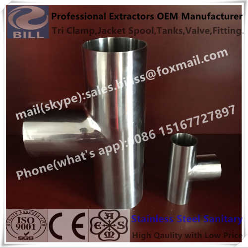 Stainless Steel Long type Welded Tee Sanitary Grade