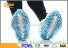 PP Coated CPE Disposable Shoe Cover White / Blue Non Slip Shoe Covers