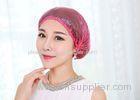 Red Disposable Surgical Caps Waterproof Shower Cap For Home / Hospital