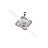 Micro pave zircon 925 sterling silver platinum plated pendant -D5145 20x24mm x 5 pcs Diameter 6mm Small Needle Diameter