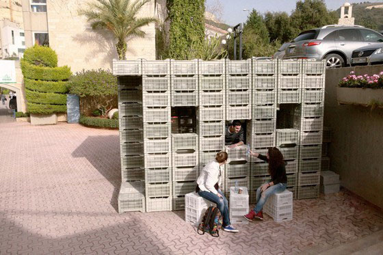 American college student use plastic container to make the shelter