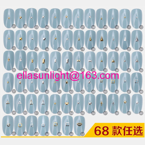 68 design Gold Metal Stickers nail studs