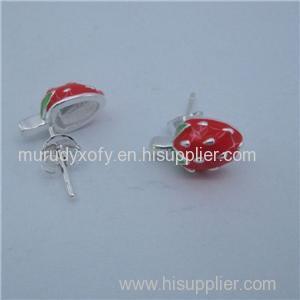 Red Small Strawberry Stud Earrings SSE045