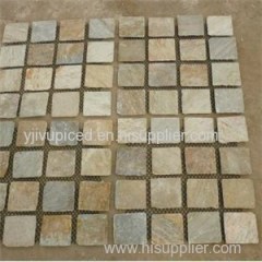 Wooden Yellow Slate Net Paste Paver