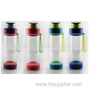 2016 Hot Sale 410ML Borosilicate Glass Water Bottle Tea Infuser Bottle With PP Lid