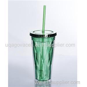 20OZ AS Material Double Wall Tumbler With Straw Ice Feeling Clear Tumbler Cup