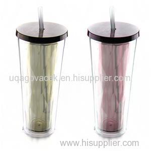 2016 New Design Products AS Double Wall Good Quality Plastic Tumbler With Straw
