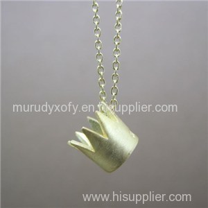 Classic Golden Crown Silver Pendants Necklaces SSN004