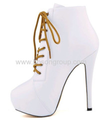 mulheres lace up high heel boots