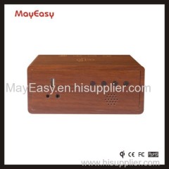 trending hot products 2017 wooden LED digital display alarm clock with speaker box and Qi charging