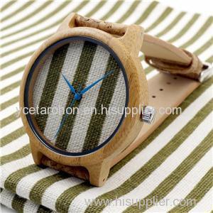 Handmade Factory Price Wood Watch Leather Strap Canvas Dial Wooden Watch