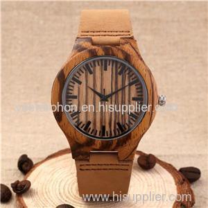 Custom Leather Strap Zebrawood Watch Wholesale