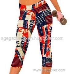 USA And Canada Flag High Waisted Capris