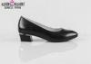 Slip On pointed toe leather dress shoes Women Work Shoes with square heel