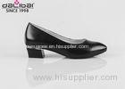 Slip On pointed toe leather dress shoes Women Work Shoes with square heel