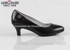 black middle heel brand new women leather dress shoes manmade materials with leather lining