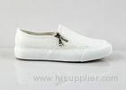 PU Zipper Side Mens White Canvas Slip On Shoes Comfortable Slip Resistant