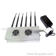 Strong Power Signal Jammer GSM 3G GPS WiFi Signal Jammer 2 Cool Fans 6 Bands Desktop Cellphone Signal Jammer