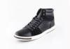 Fashion Mens Black Casual Shoes Mid Top Style PU Velvet Fabric Material