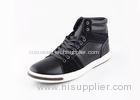 Fashion Mens Black Casual Shoes Mid Top Style PU Velvet Fabric Material