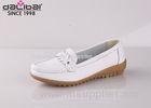 Cow leather TPR sole slip on white nurse work shoes with no laces for clinics working