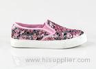 Colorful Pink Sequins Female Girls Canvas Slip On Shoes Fashion OEM / ODM