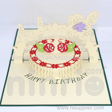 Birthday cake Pop Up Card Handmade Greeting Card