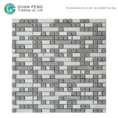 Square Ceramic Rectangle China Glass Mix Natural Stone Mosaic Tile Backsplash