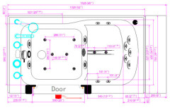 Brand new two seat outward swing door walk in bathtub