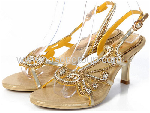 Open toe rhinestone high heel ladies sandals