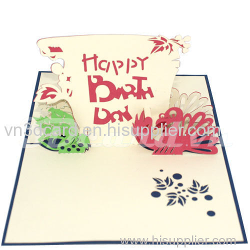 Chicken birthday-3d card-handmade card-Birthday card-pop up card-Greeting card-laser cut-Paper cutting
