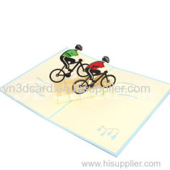 Cyclist-Pop up card-3d card-birthday card-handmade card-greeting card-laser cut-paper cutting