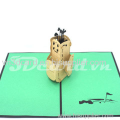 Golf Bag-3d card-pop up card-handmade card-birthday card-laser cut-paper cutting-greeting card-sport card