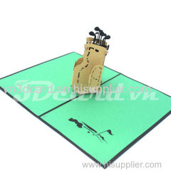 Golf Bag-3d card-pop up card-handmade card-birthday card-laser cut-paper cutting-greeting card-sport card