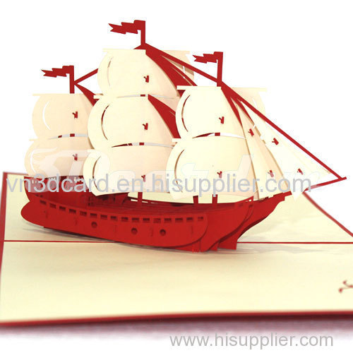 Sailboat 1-pop up card-3d card-handmade card-greeting card-birthday card-laser cut-paper cutting