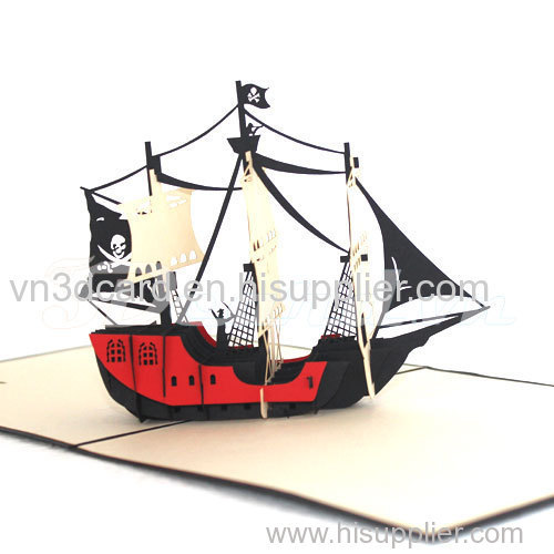 Pirate Ship-3d card-pop up card-handmade card-birthday card-greeting card-laser cut-paper cutting