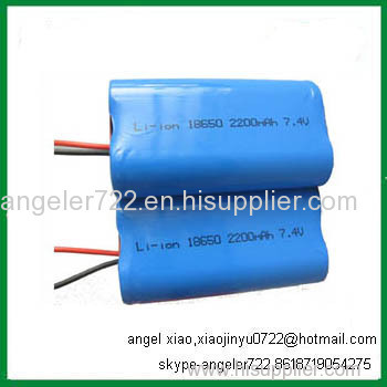 18650 2200mah 2S1P 7.4v Lithium ion battery pack 7.4V 2200mAh