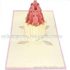 Cupcake-3d card-pop up card-handmade card-birthday card-greeting card-laser cut-paper cutting