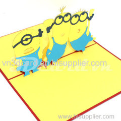 Minion-3d card-handmade card-pop up card-birthday card-laser cut-paper cutting